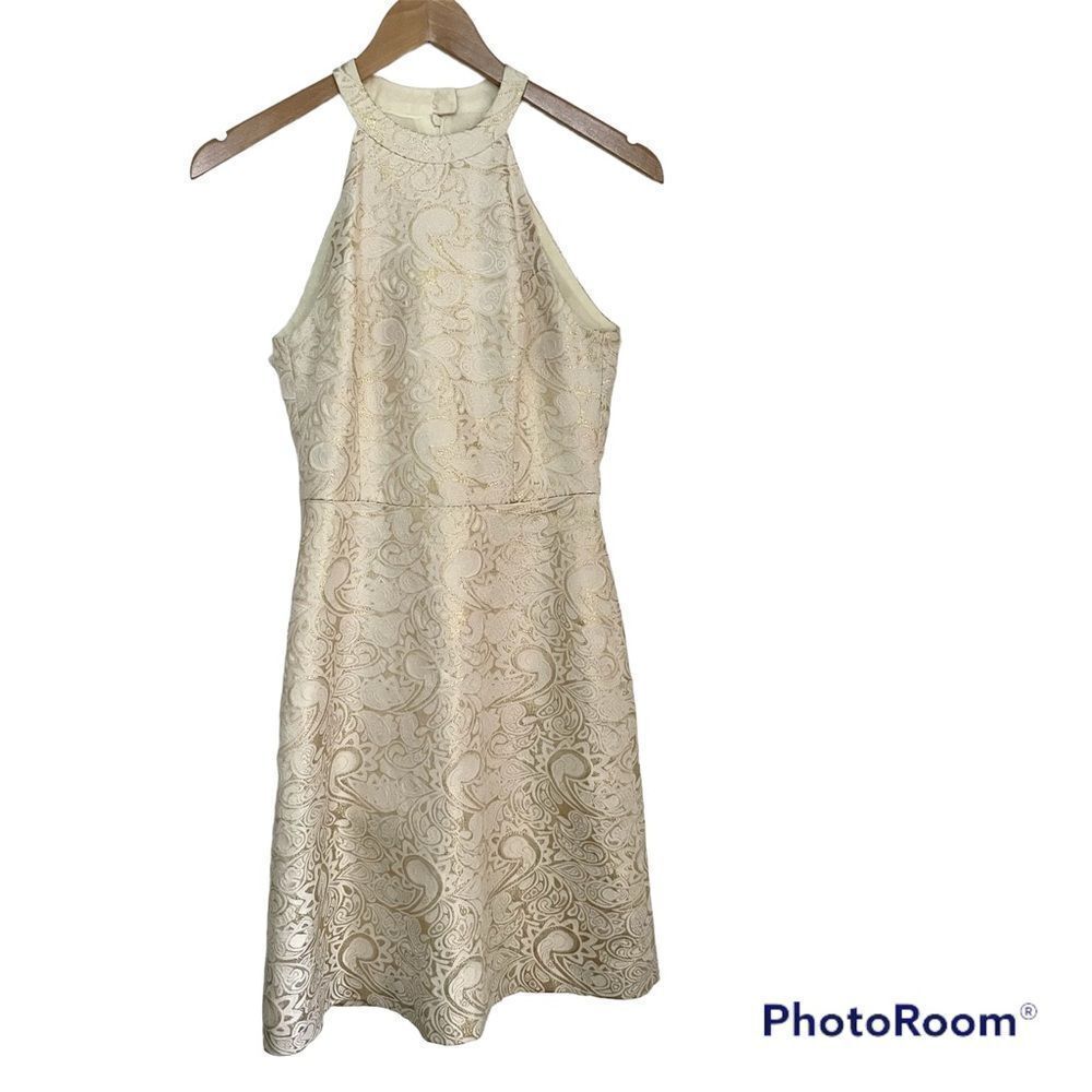 Tocca, Cream and Gold  Sleeveless Dress